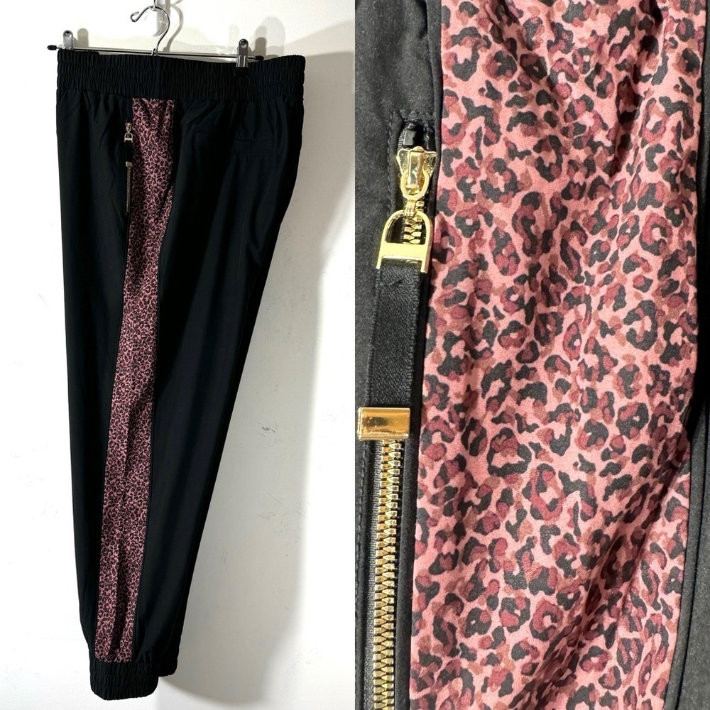 Chico’s Zenergy Cheetah Print Stripe Jogger Pants Chicos